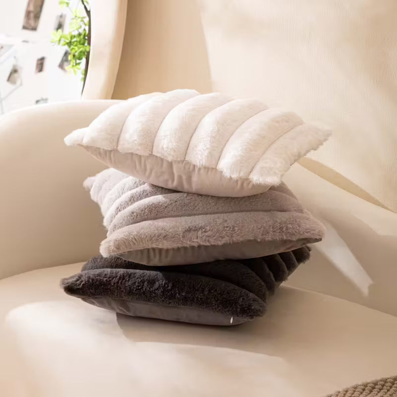 Large Plush Pillowcase Solid Color Cushion Cover Sofa Decor 45x45cm