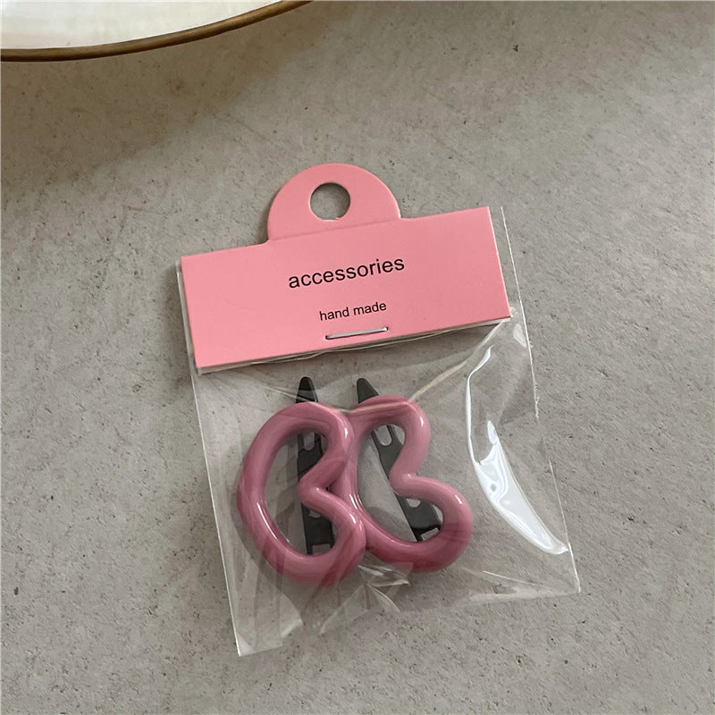 Girl's Love Heart Side Bang Hair Clip Set - Colorful Plastic Hairpins for Women