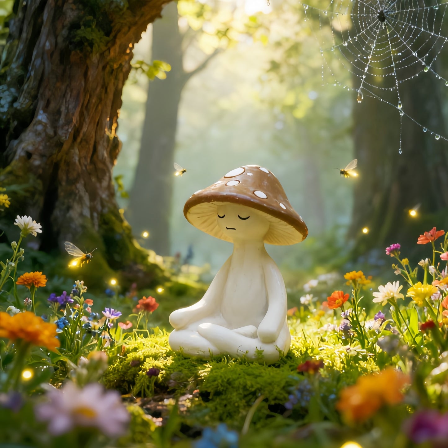 Meditation Mushroom Ornament - Modern Resin Home Decor for Living Room & Outdoors