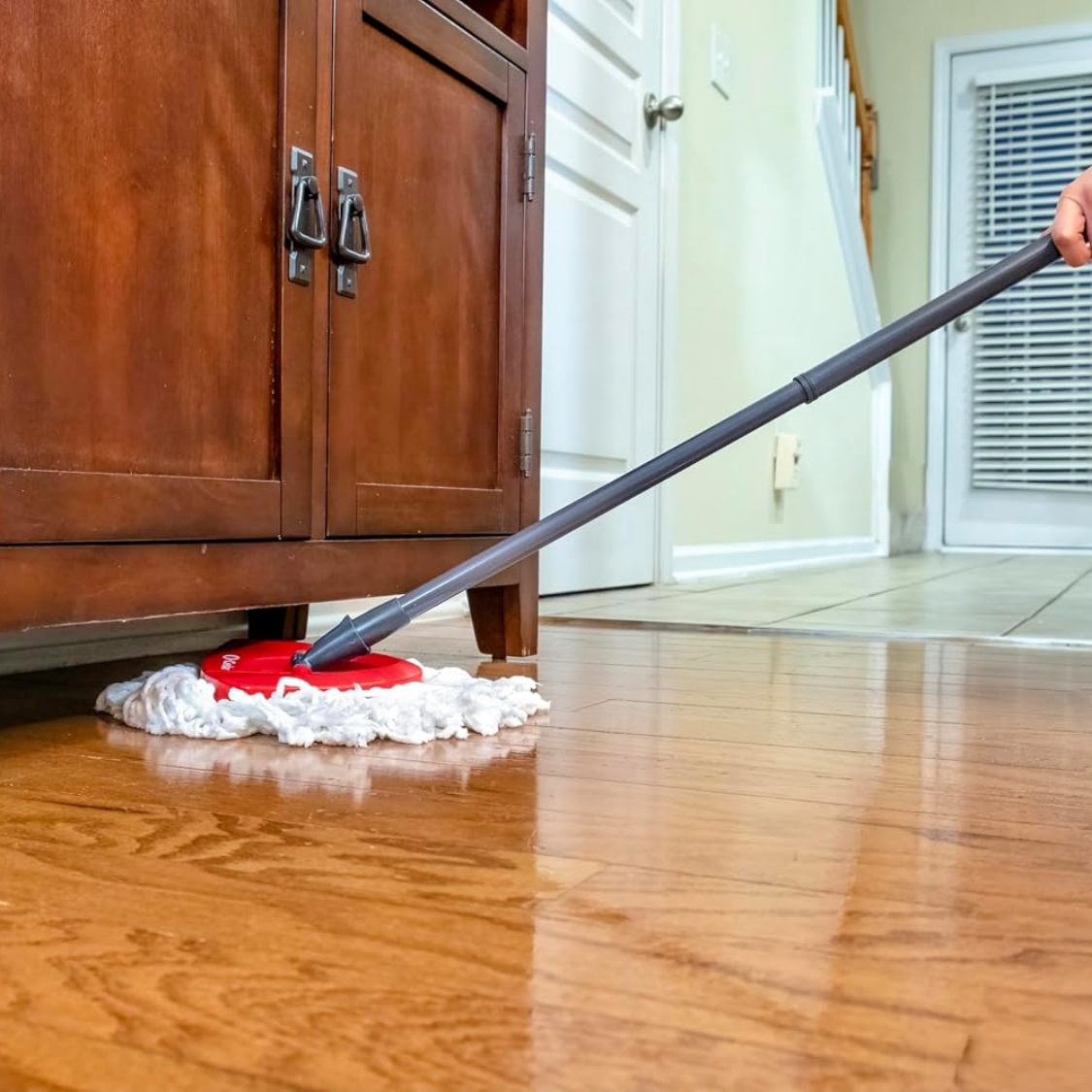 EasyWring Microfiber Spin Mop Bucket Cleaning System - Red Gray