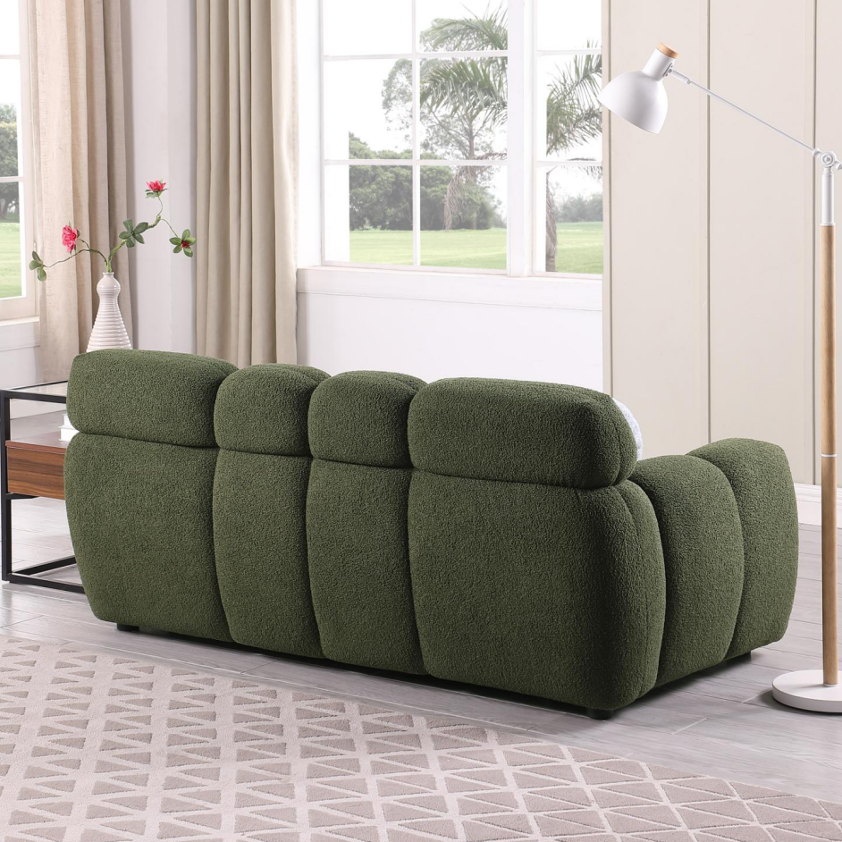 Olive Green Boucle Sofa - 2 Seater for Living Room