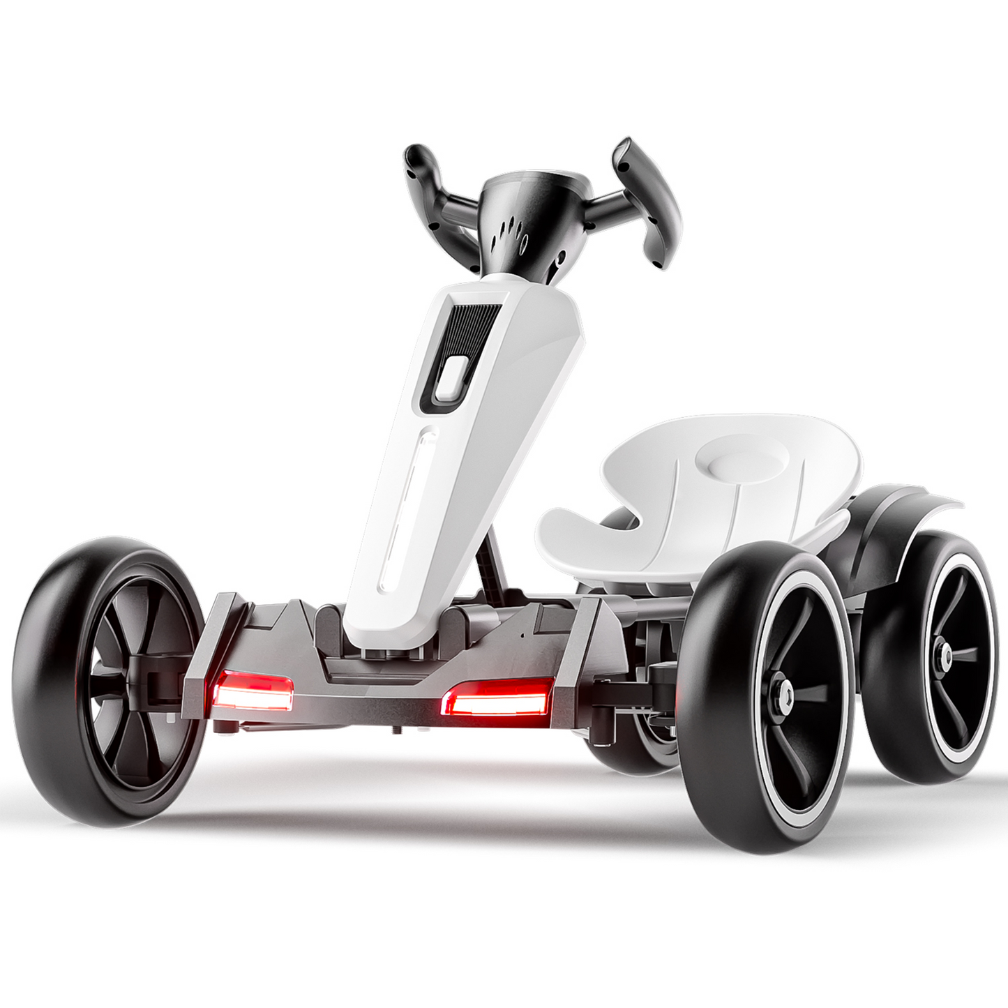 12V Electric Kids Pedal Go Kart with Adjustable Seat - White