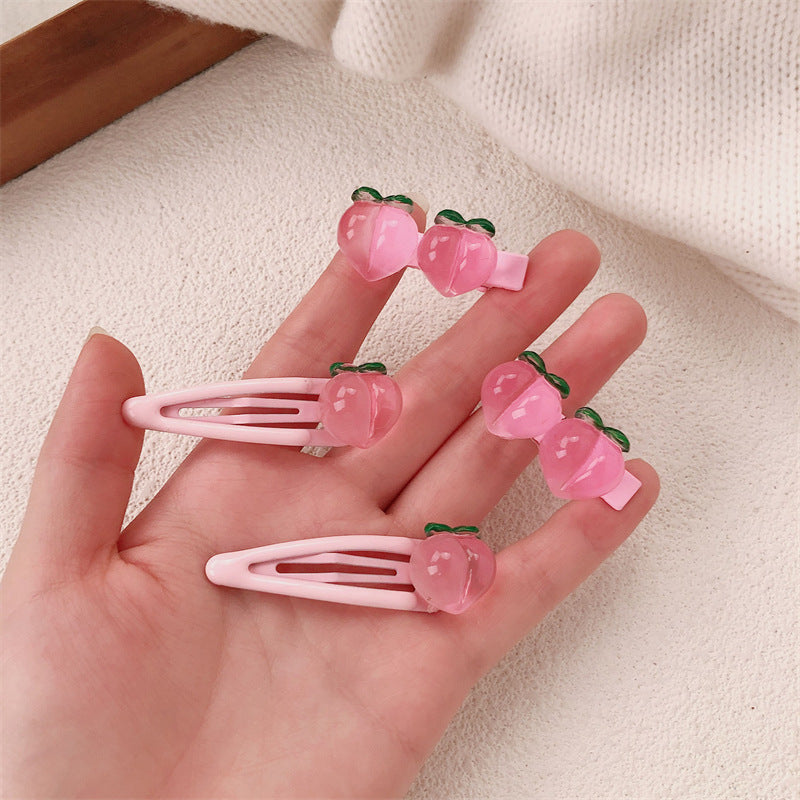 Pink Peach Hair Clips Set for Girls - Sweet Hair Accessories
