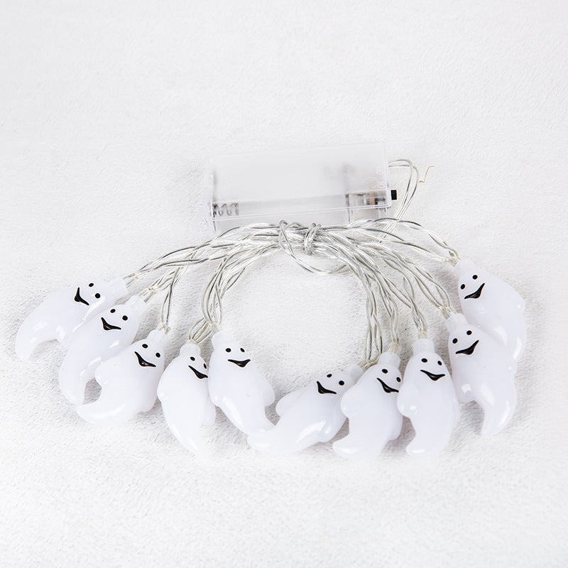Halloween LED Ghost String Lights - Battery Powered Decorative Light Set