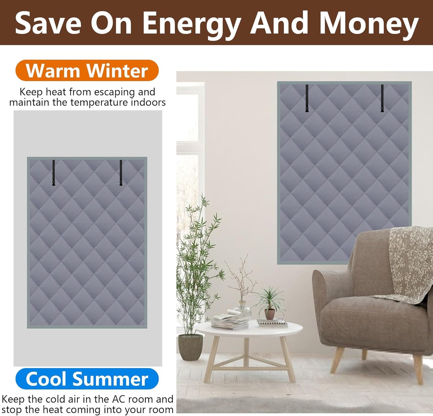 Magnetic Thermal Insulated Door Curtain - Windproof Privacy Light Blocker for Home Garage Shop
