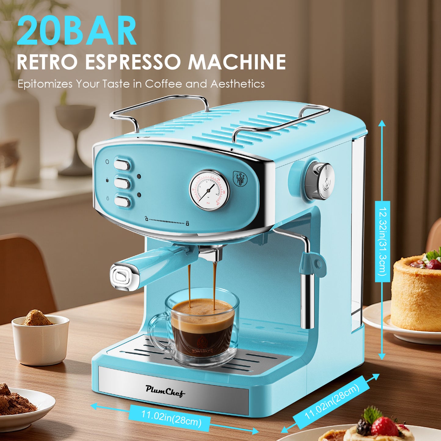 20 Bar Espresso Machine - Professional Compact Maker with Milk Frother