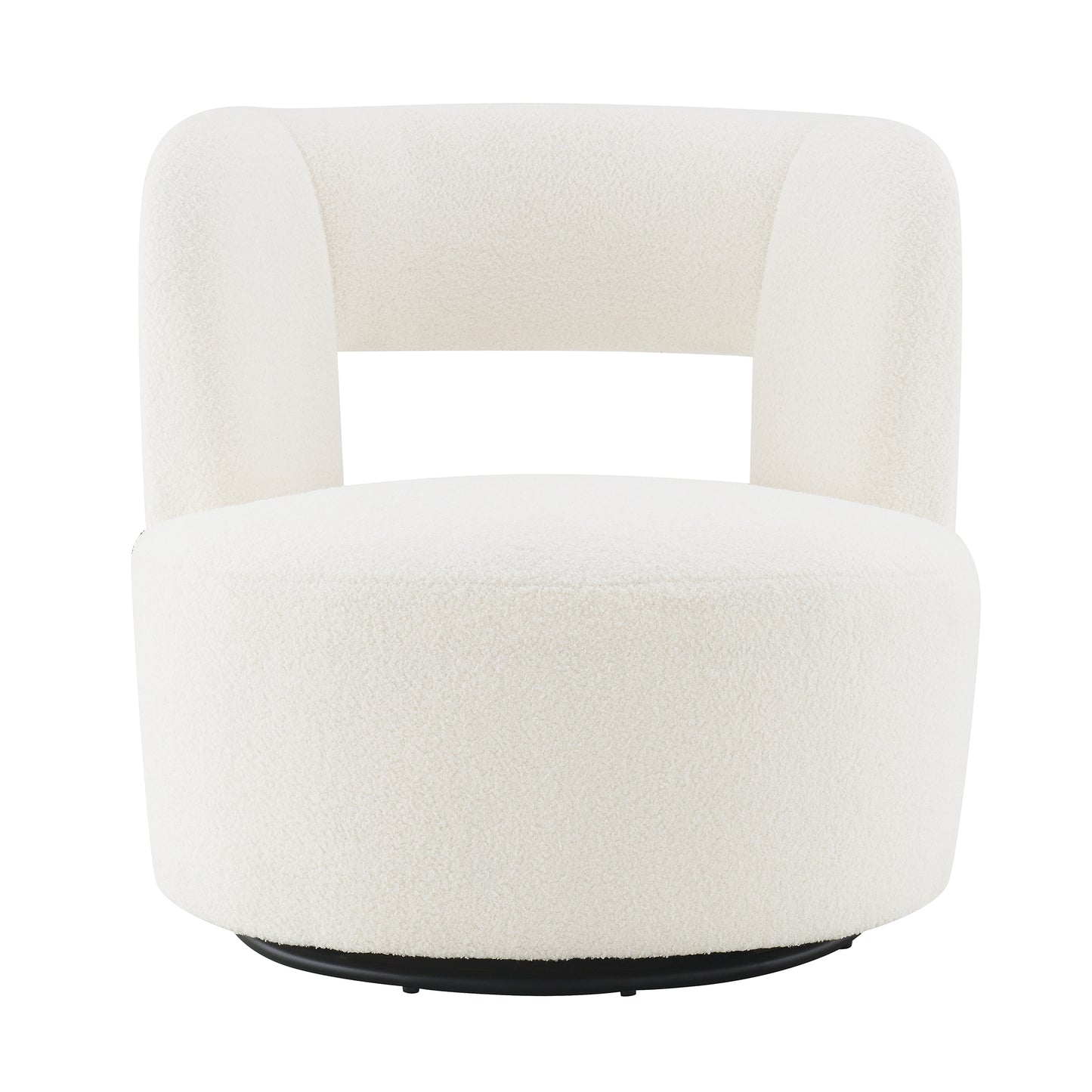 Swivel Barrel Chair in Soft Teddy Fabric - Cream Accent Chair