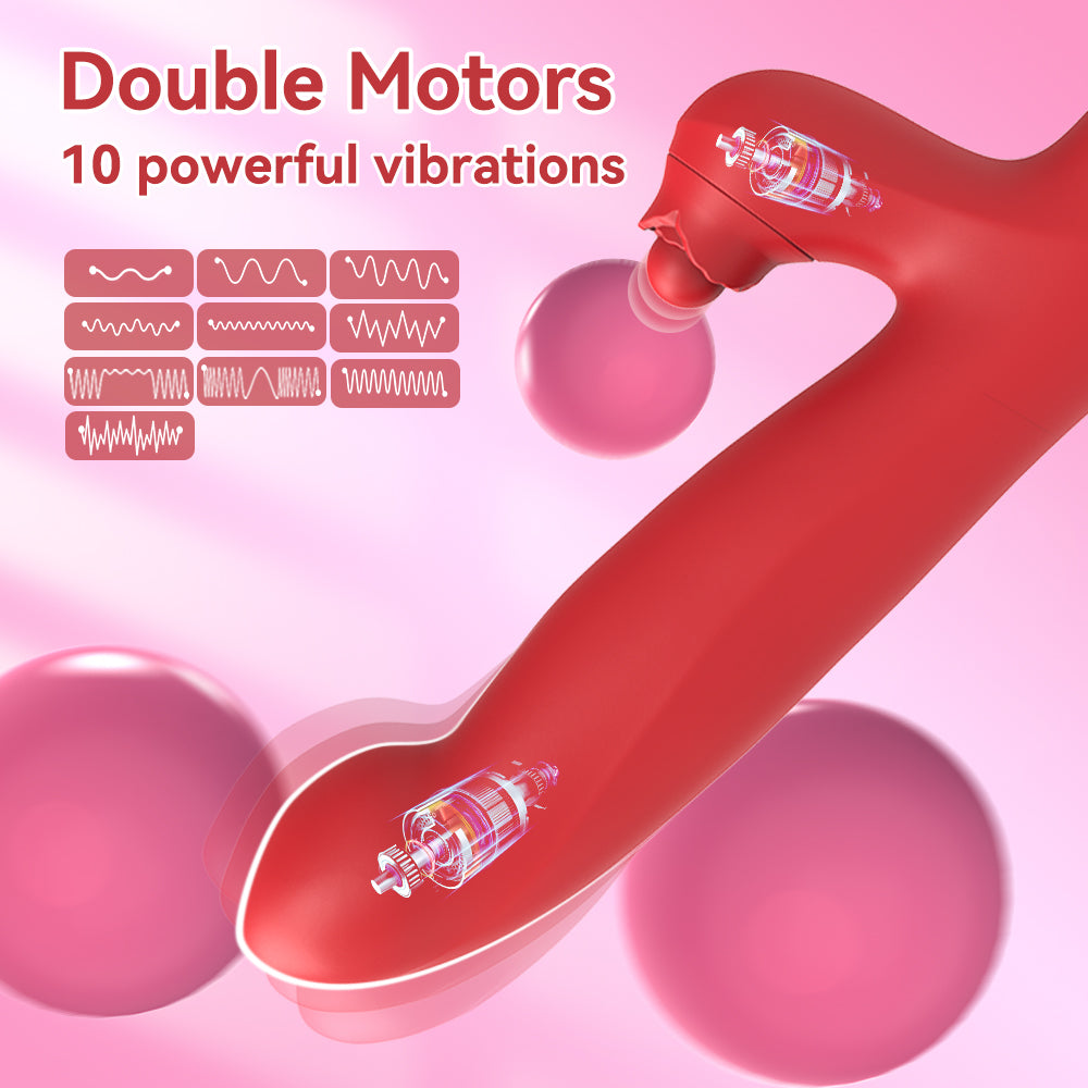 G Spot Vibrator with Double Vibration & 10 Modes - Red