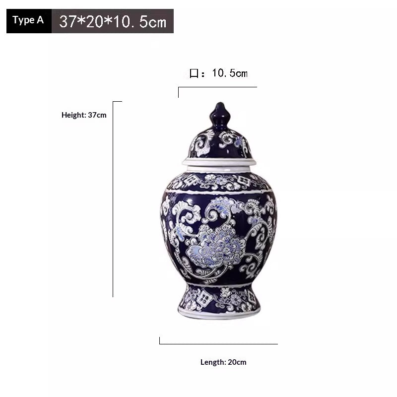 Antique-Style Blue and White Ceramic Vase for Home Decor - Multiple Styles