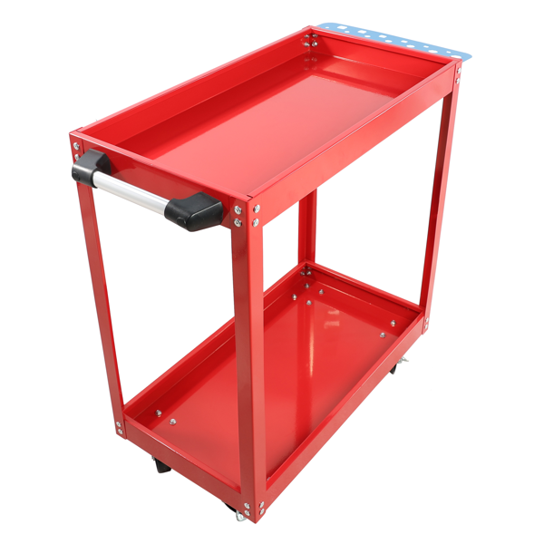 Heavy Duty Steel Utility Cart on Wheels - 400LBS Capacity Industrial Service Cart for Garage Warehouse Workshop - Bright Red