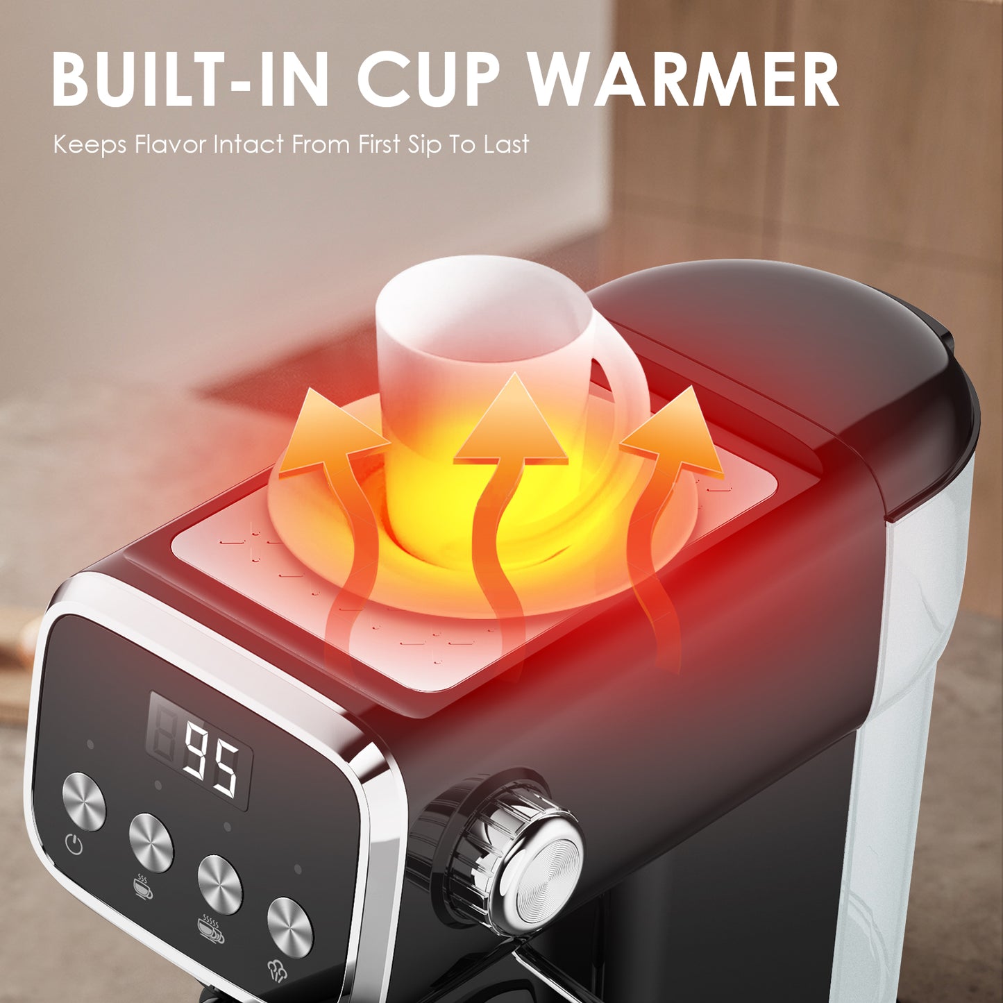 20BAR Slim Espresso Machine with Milk Frother & Cup Warmer