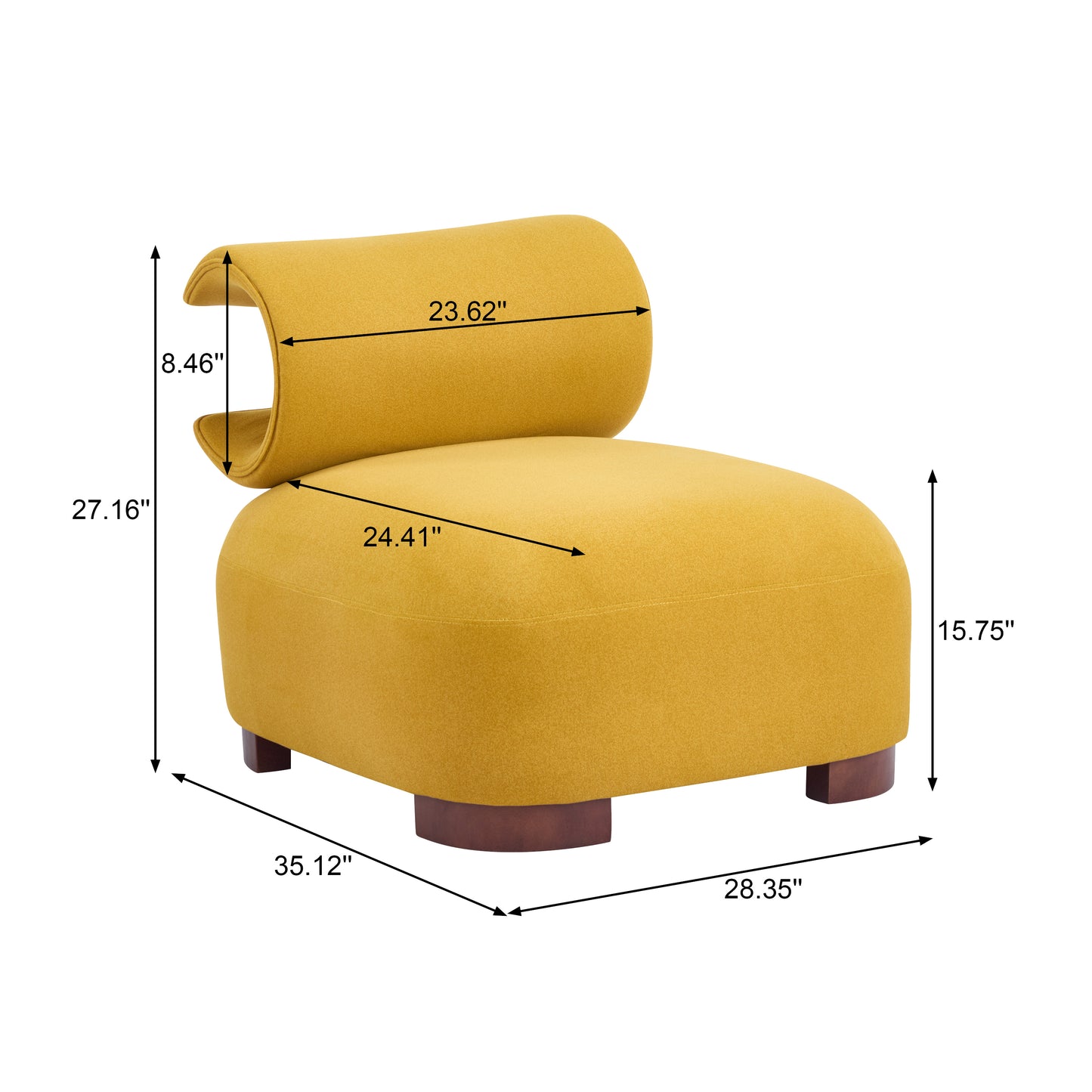 Modern Yellow Polyester Accent Chair - Pet-Friendly & Durable