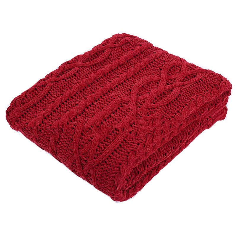 Heavy Weight Knitted Blanket - Thick Chenille Bed Cover for Home & Bedroom