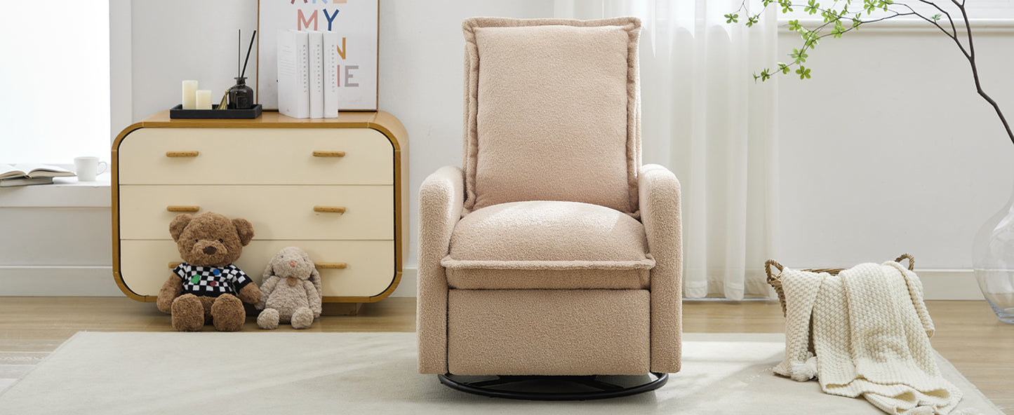 Swivel Rocker Recliner Chair - Teddy Fleece Oatmeal