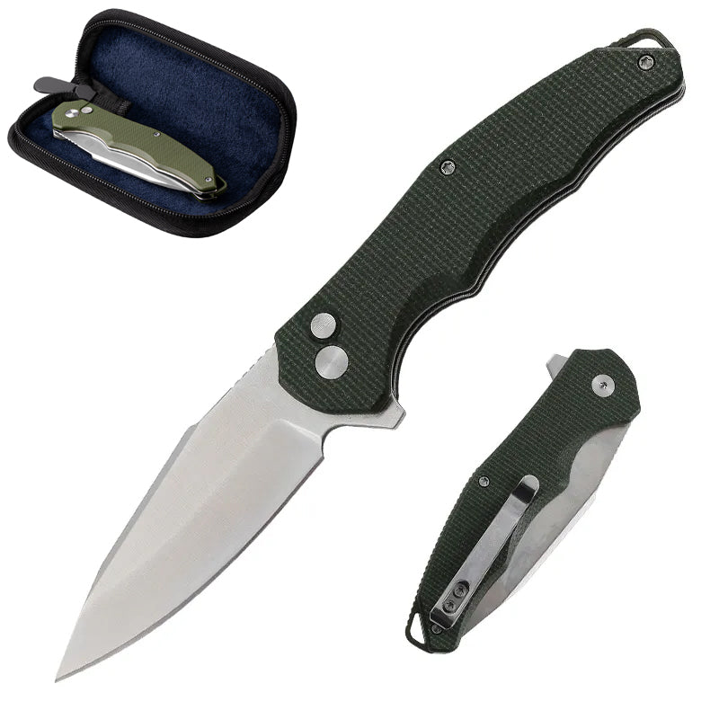 Folding Knife with G10 Handle - 14C28N Steel Outdoor Tool