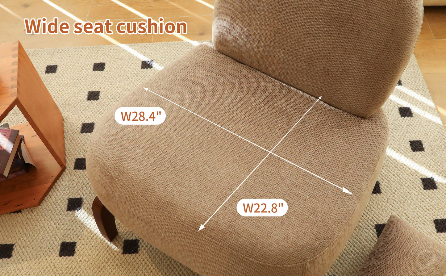 Cozy Accent Chair with Solid Wood Legs - Set of 2, Camel