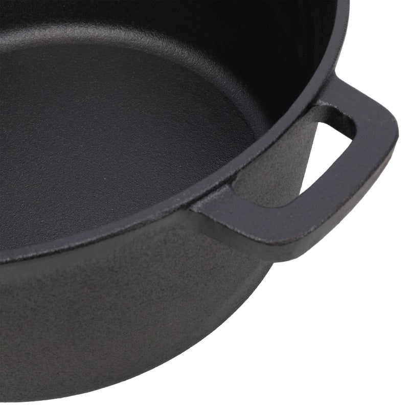Pre-Seasoned Cast Iron Dutch Oven with Dual Handles - Black