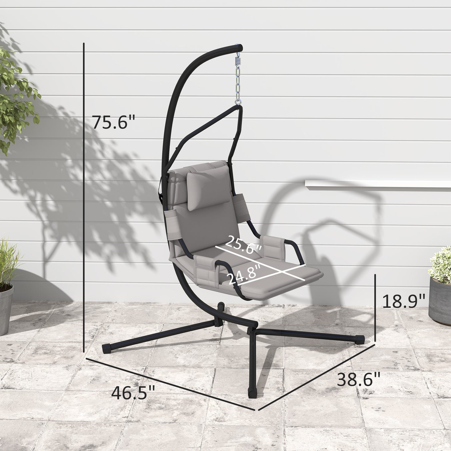 Hanging Hammock Chair with Stand and Cushion - Gray