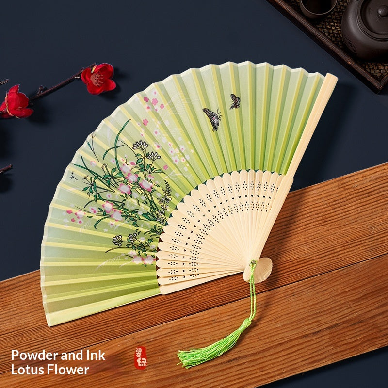 Chinese Style Portable Folding Fan - Bamboo Handheld Fan for Home & Garden