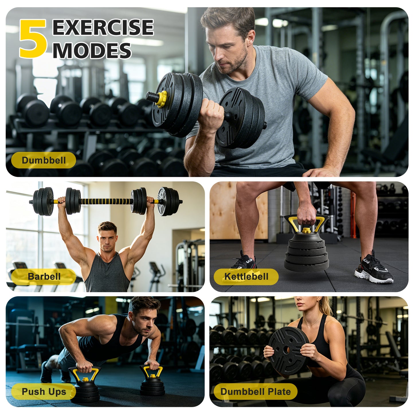 66 lbs Adjustable Dumbbell Set - 5-in-1 Fitness Weights