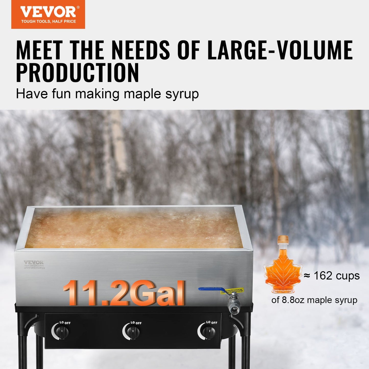 Maple Syrup Evaporator Pan - 304 Stainless Steel with Valve