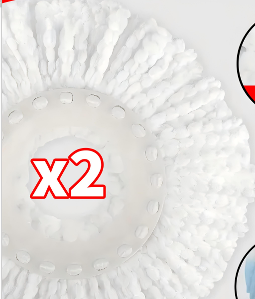Extra Thick Rotating Mop Head Refill for Spin Mops - Universal Round Design