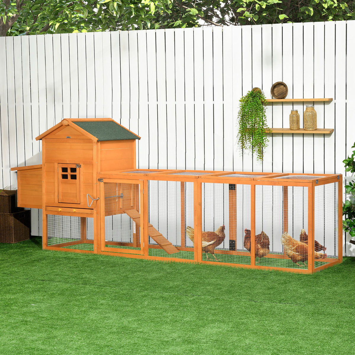 Large Chicken Coop with Removable Tray - Outdoor Poultry House, Orange