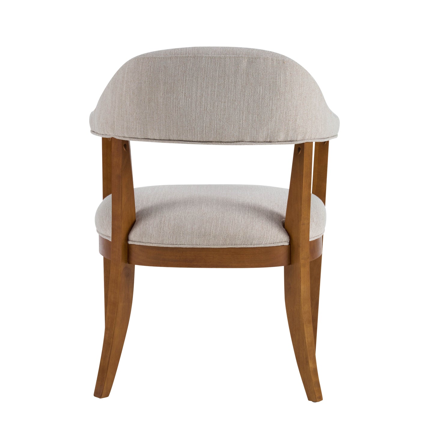 Upholstered Dining Chairs with Armrests - Set of 2, Walnut & Beige