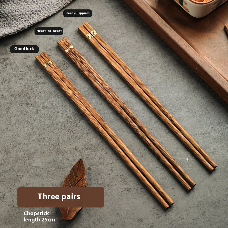 High-End Wooden Chopsticks Set - Anti-Slip & Anti-Mold Family Kitchenware