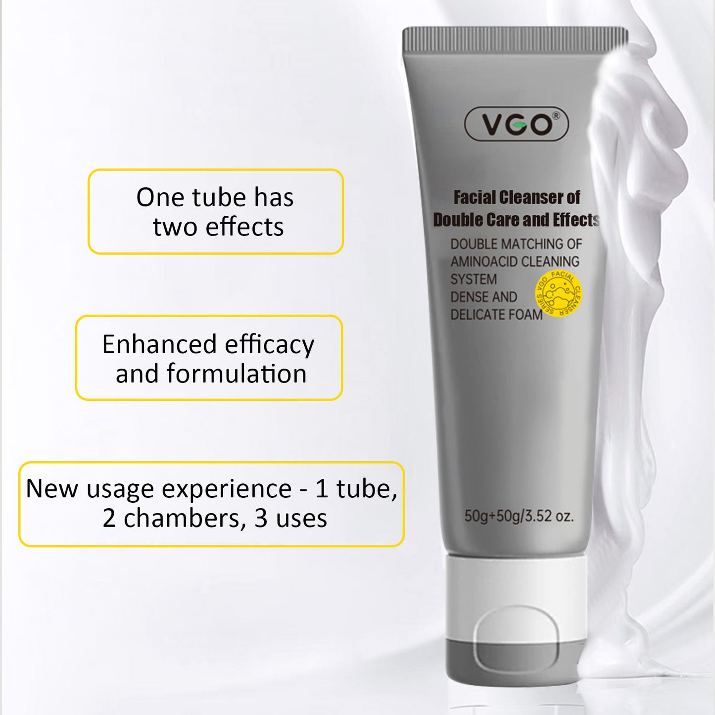 Double-Tube Amino Acid Facial Cleanser - Dual Action Pore & Gentle Cleansing