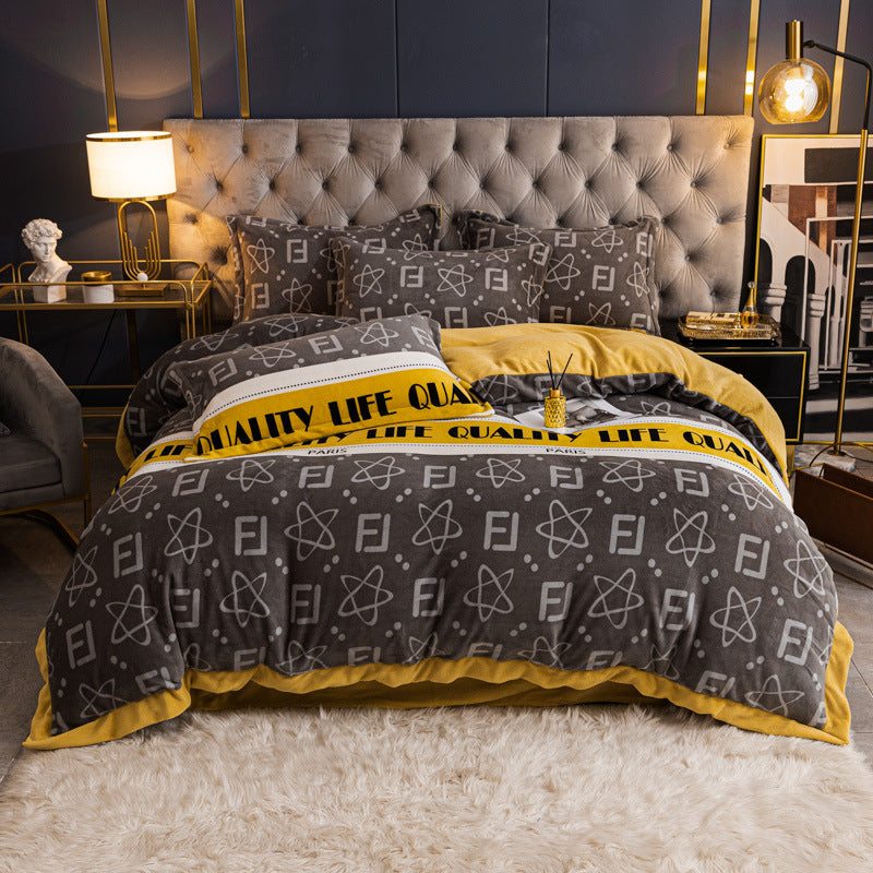 Nordic Thick Velvet Bed Sheet Set - Double-Sided Warm & Cozy Bedding