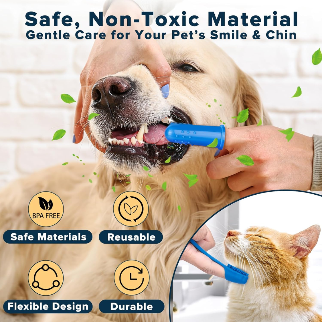 Pet Grooming Kit 6PCS Dog & Cat Bath Supplies Gloves Brushes Toothbrush
