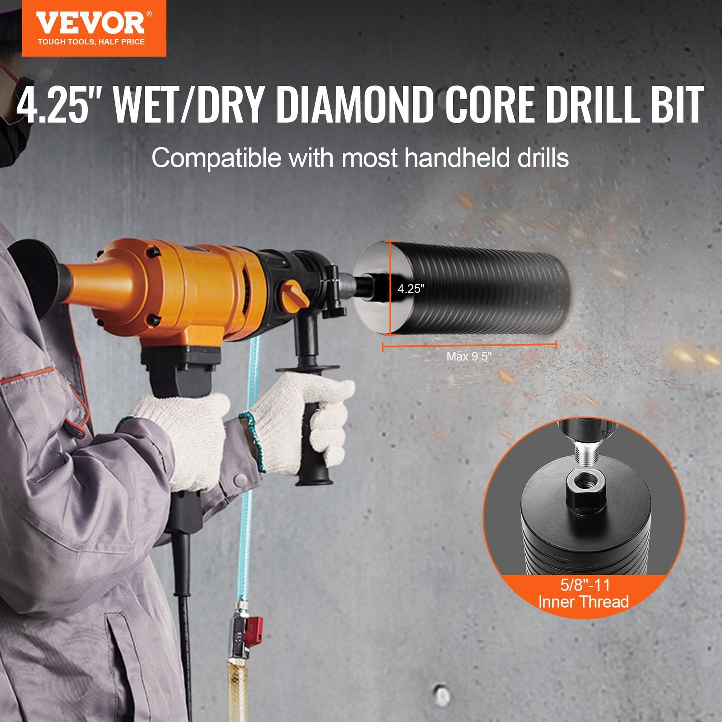 Diamond Core Drill Bit 4.25 Inch Wet/Dry Masonry Concrete Brick Hole Saw