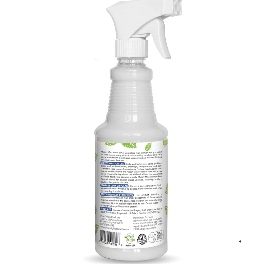 Peppermint Oil Insect Repellent Spray - Extra-Strong 16oz Bug Control