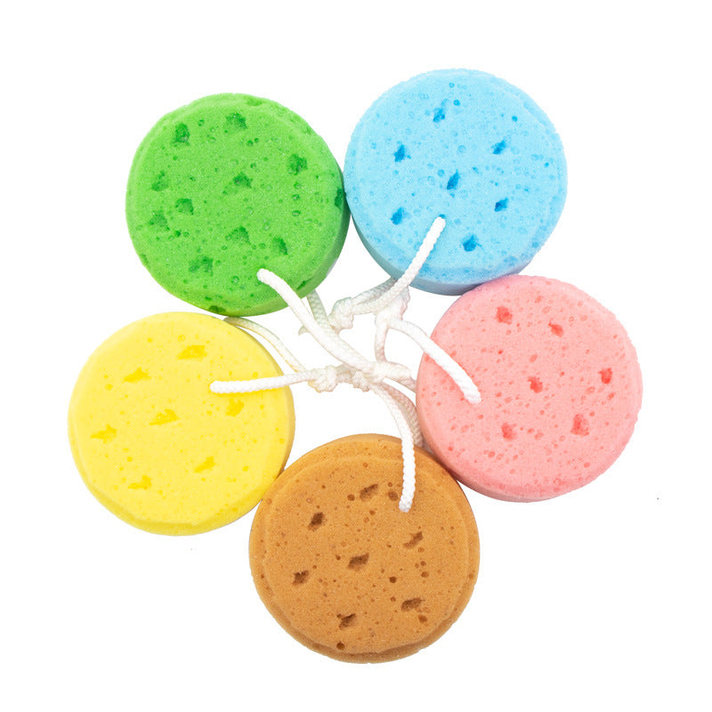 Children's Bathing Circular Seaweed Rubbing Sponge Set - Multiple Colors