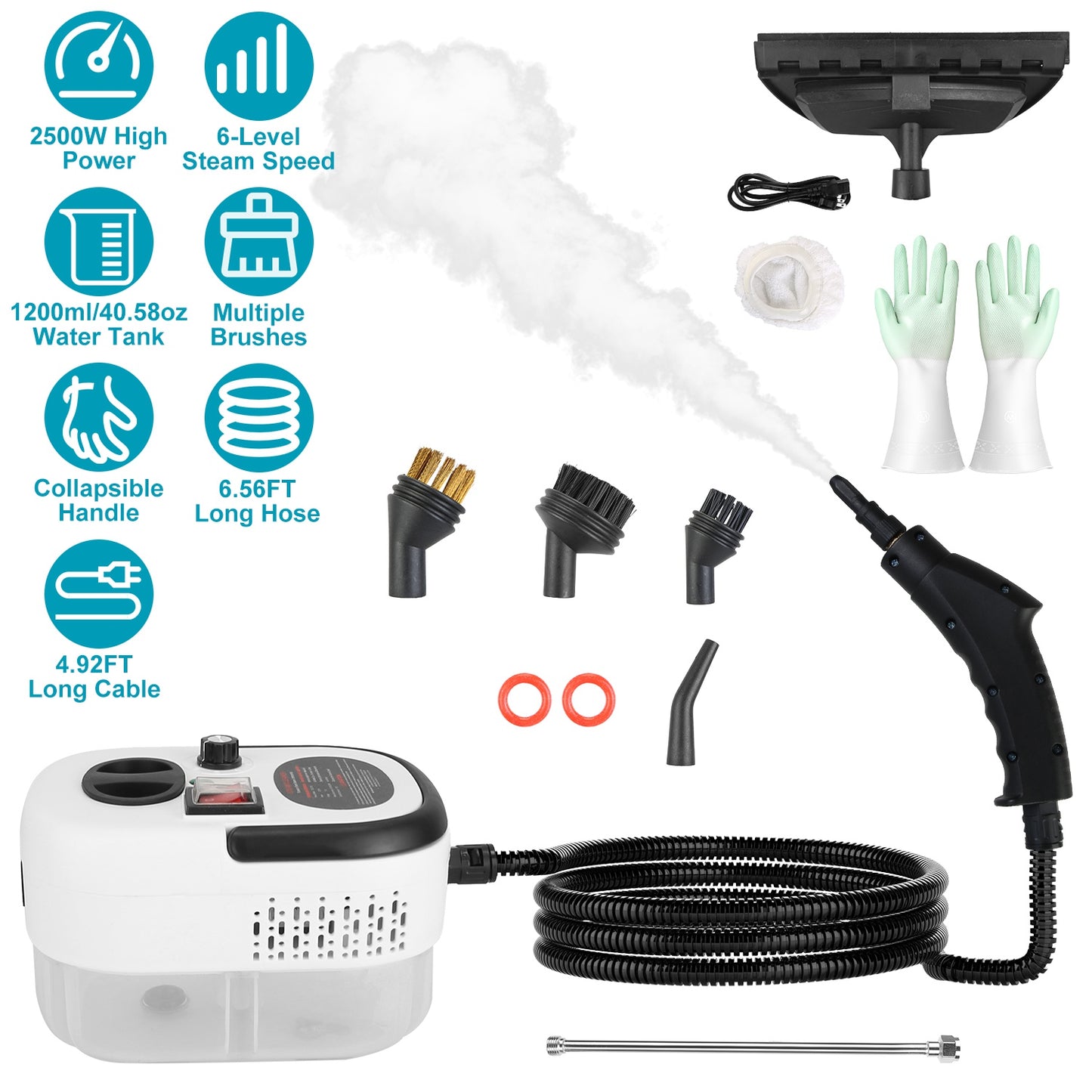 2500W Handheld Steam Cleaner for Car, Floor, Mattress, Windows & More