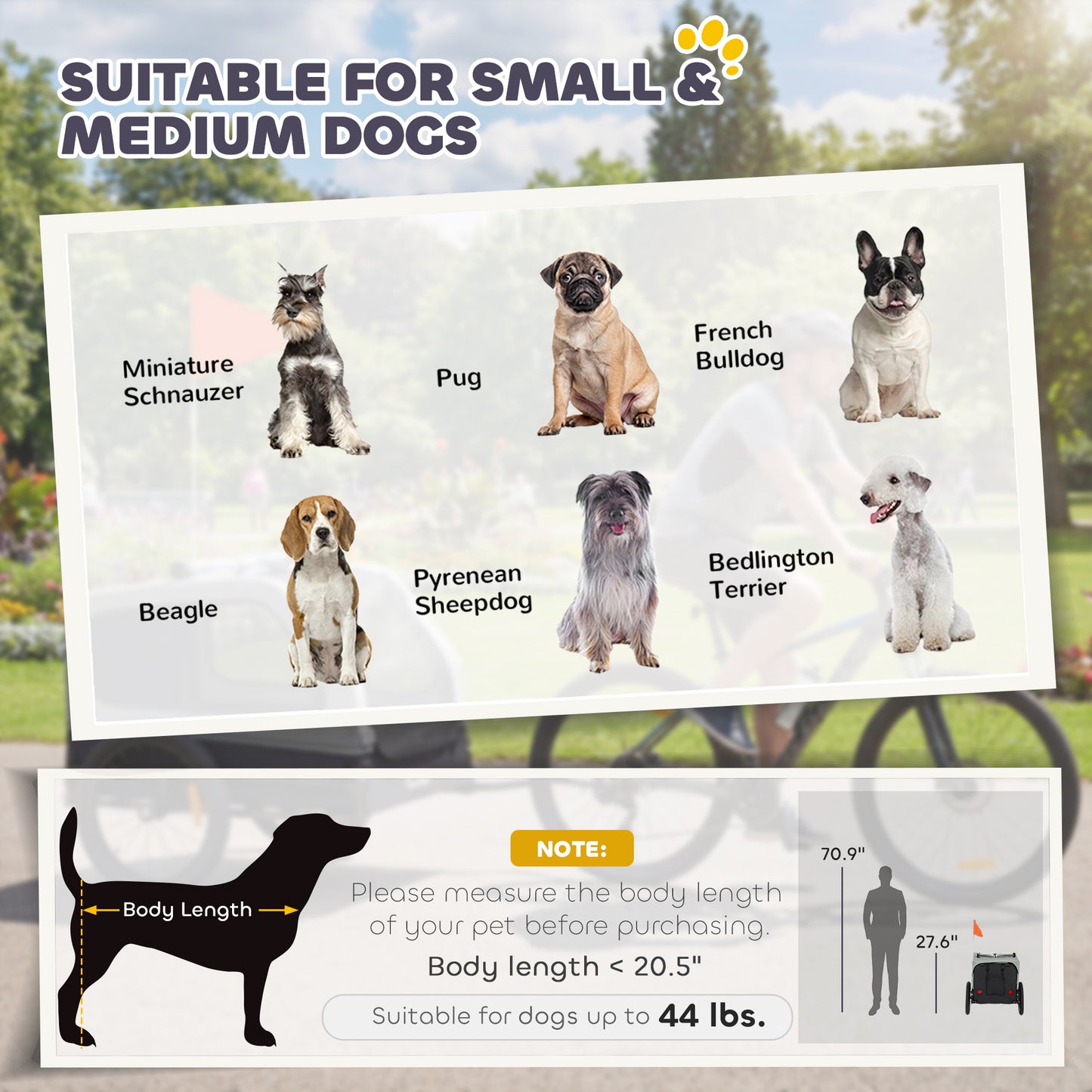 Dog Bike Trailer for Small & Medium Dogs with Ramp - Gray, Fits Most Bikes