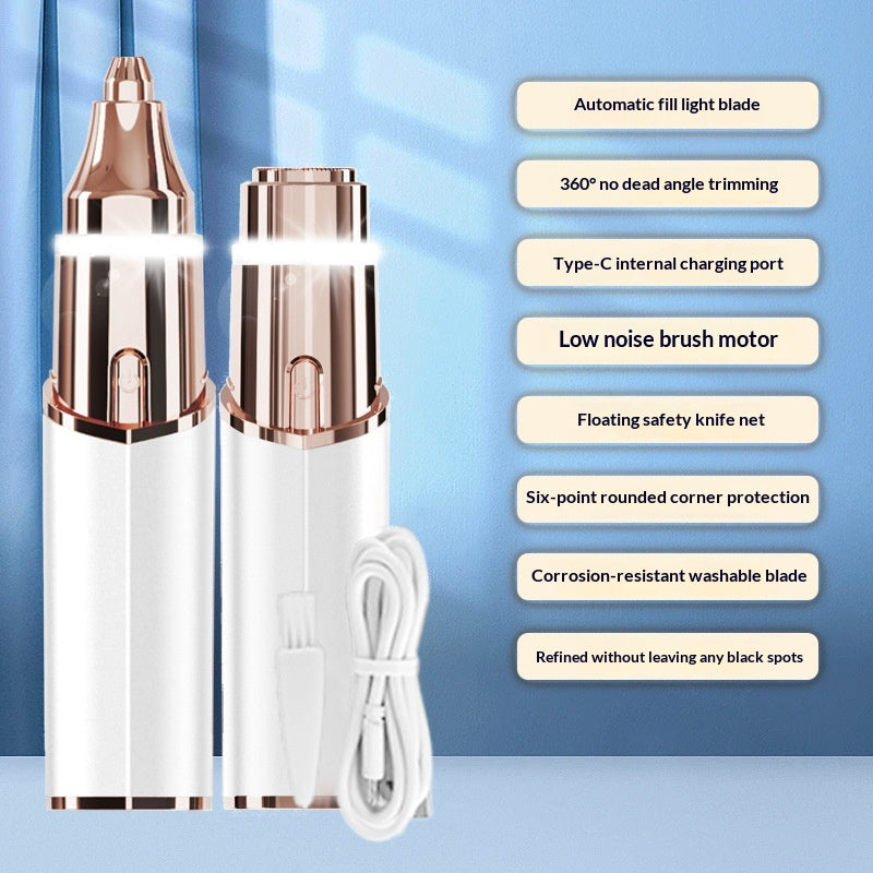 2-in-1 Electric Eyebrow Trimmer Lady Shaver for Full Body Grooming