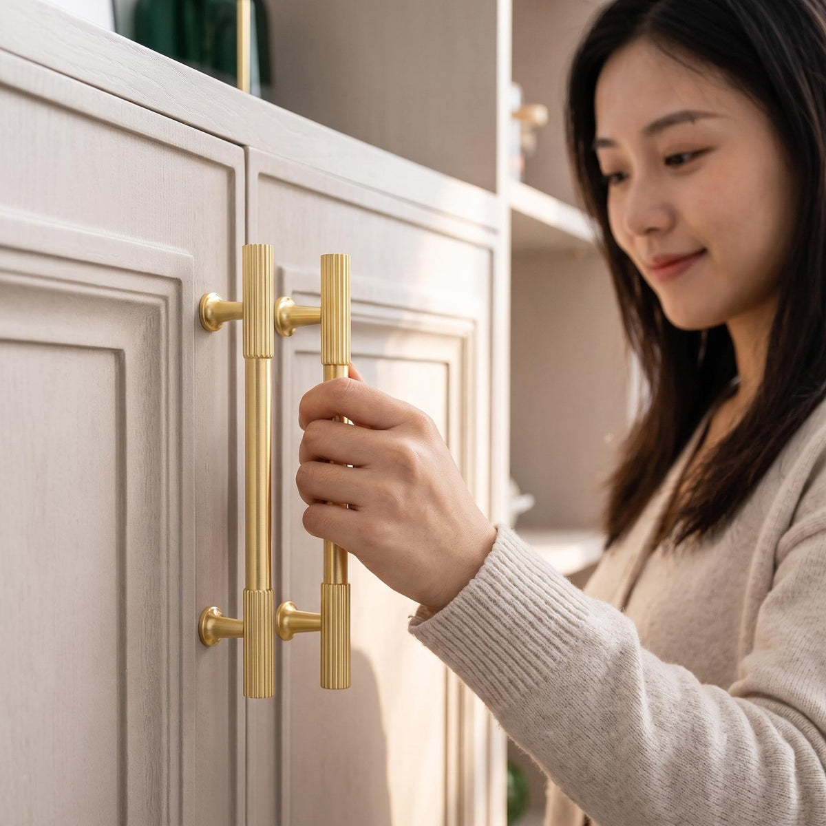 Modern Gold Cabinet Handle 128mm Minimalist Drawer Pulls for Home Furniture