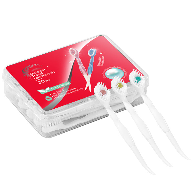 Disposable Bead Toothbrush 20 Pack Portable Oral Care Set - Multiple Flavors