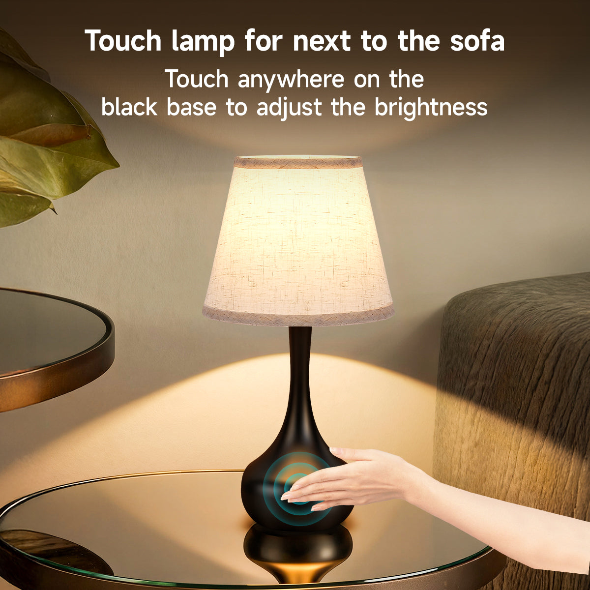 Dimmable Touch Table Lamps Set of 2 - Black & Beige