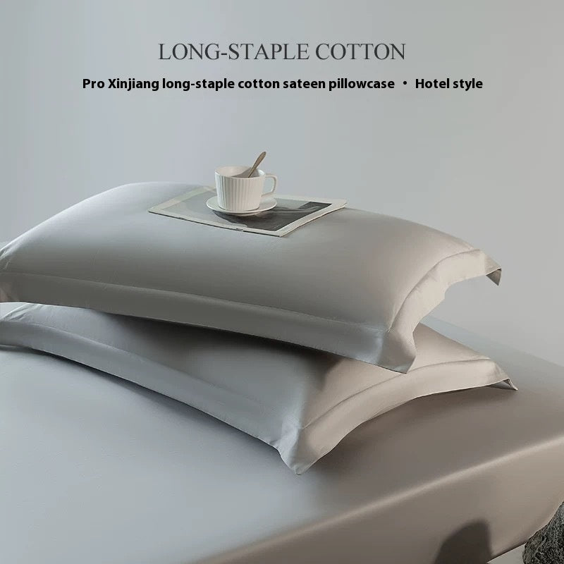 Solid Color Cotton Pillowcase Set - 48x74cm Long-Staple Home Bedding
