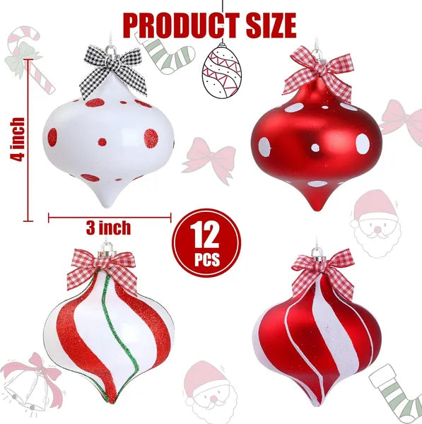 Peppermint Candy Ornaments - Red & White Candy Cane Balls