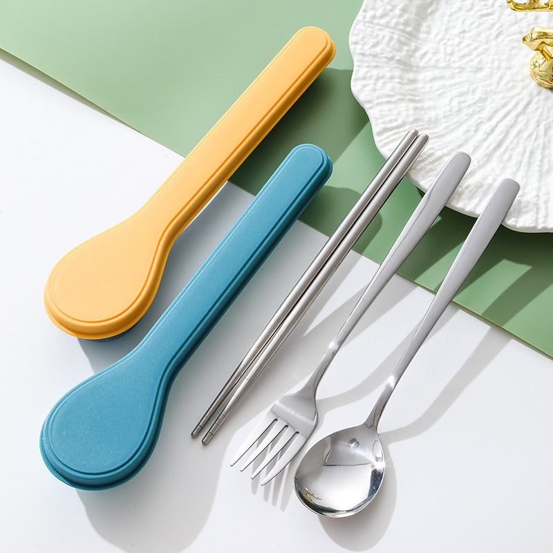 Stainless Steel Portable Flatware Set - Forks, Spoons & Chopsticks