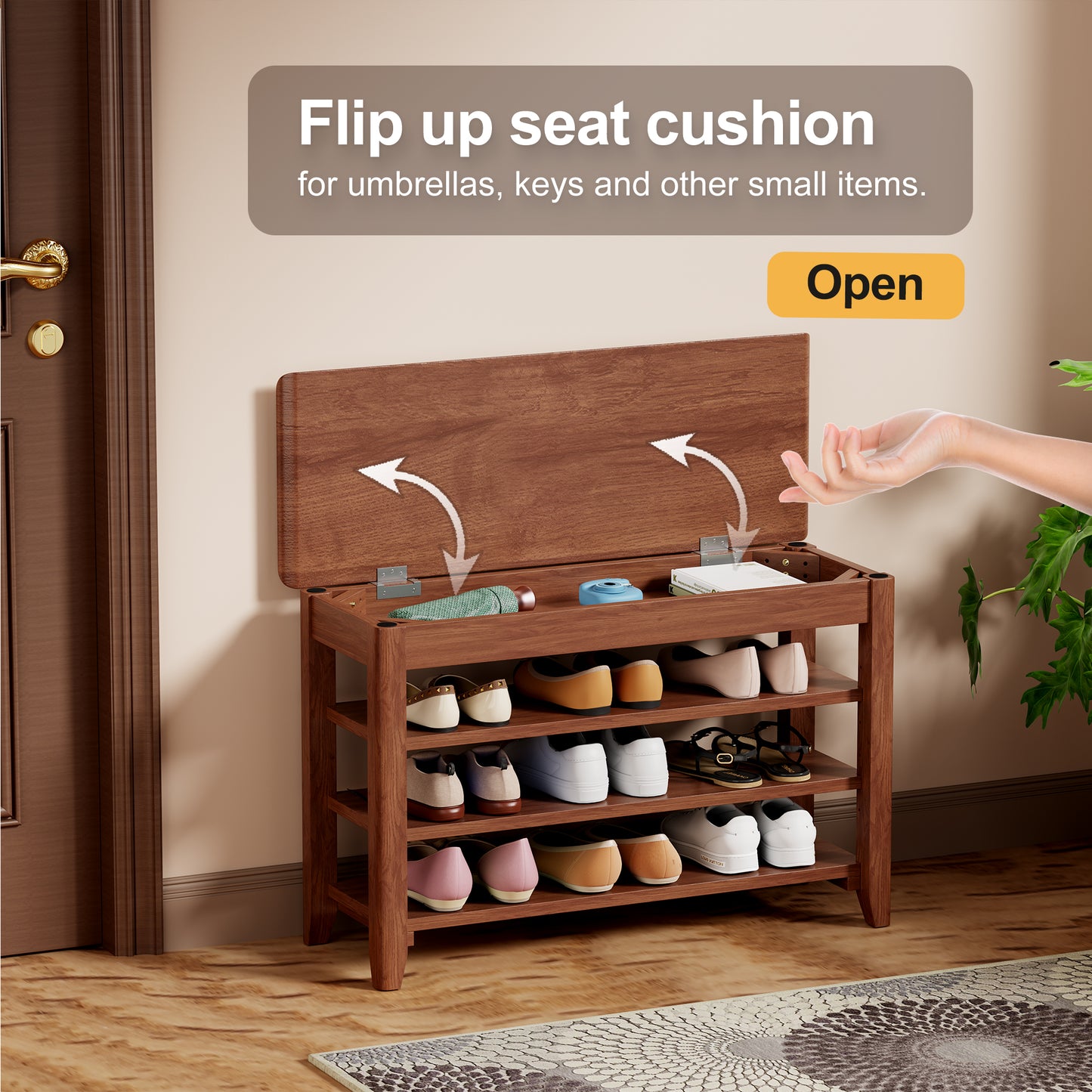 Adjustable Shoe-changing Bench, Storage Hidden Storage. With A