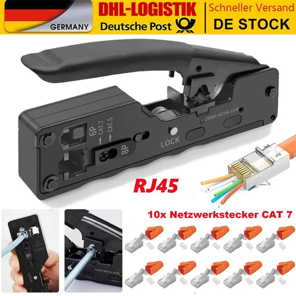 Multifunction RJ45 Crimping Tool with Wire Stripping and Cutting for Cat5e, Cat6, Cat7 Networks