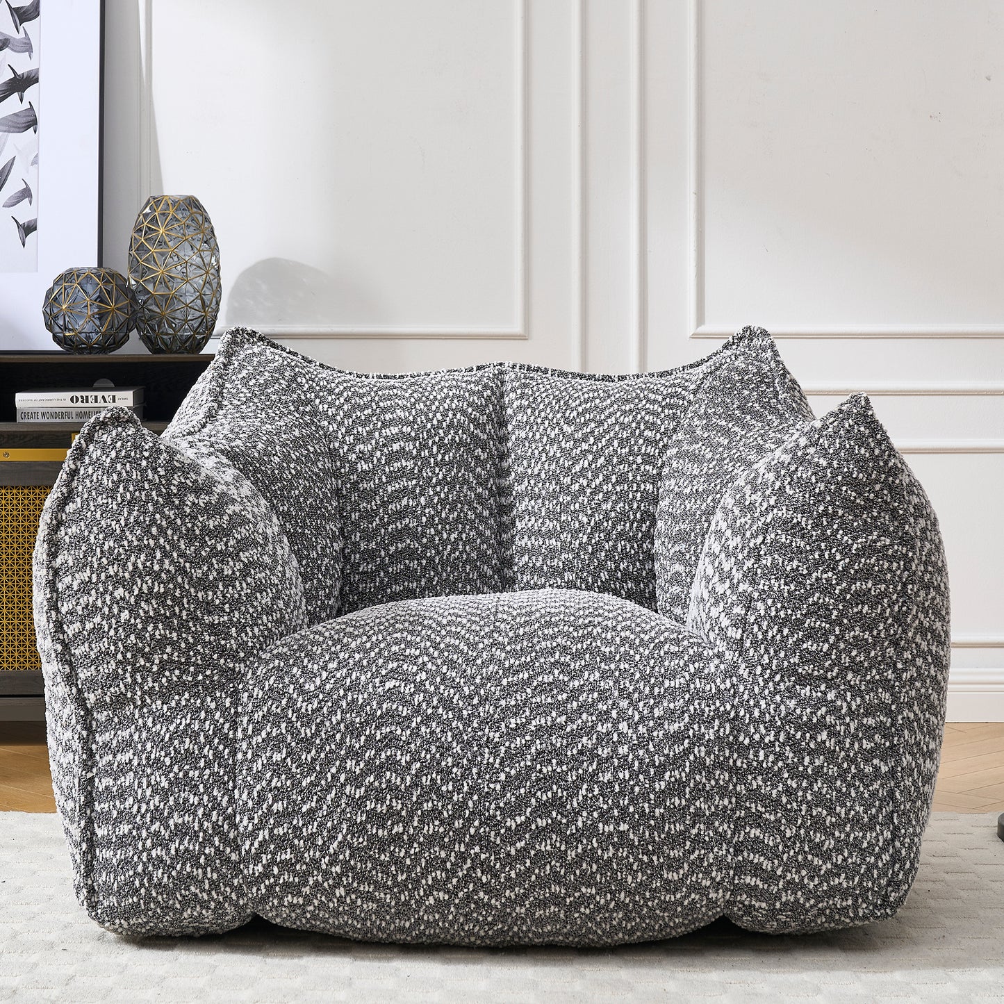 Comfortable Grey Bean Bag Sofa Chair for Living Rooms