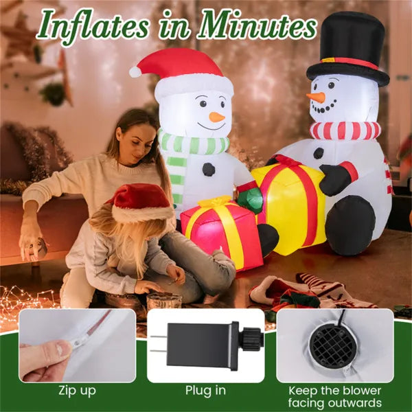 5ft Christmas Inflatable Snowman with Gift Boxes and LED Lights