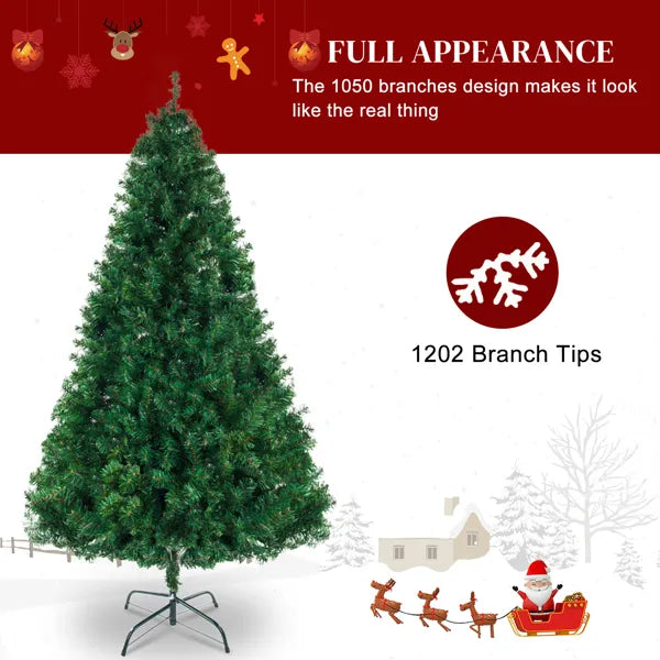 6ft 1050 Branch Christmas Tree - Green PVC with Metal Base