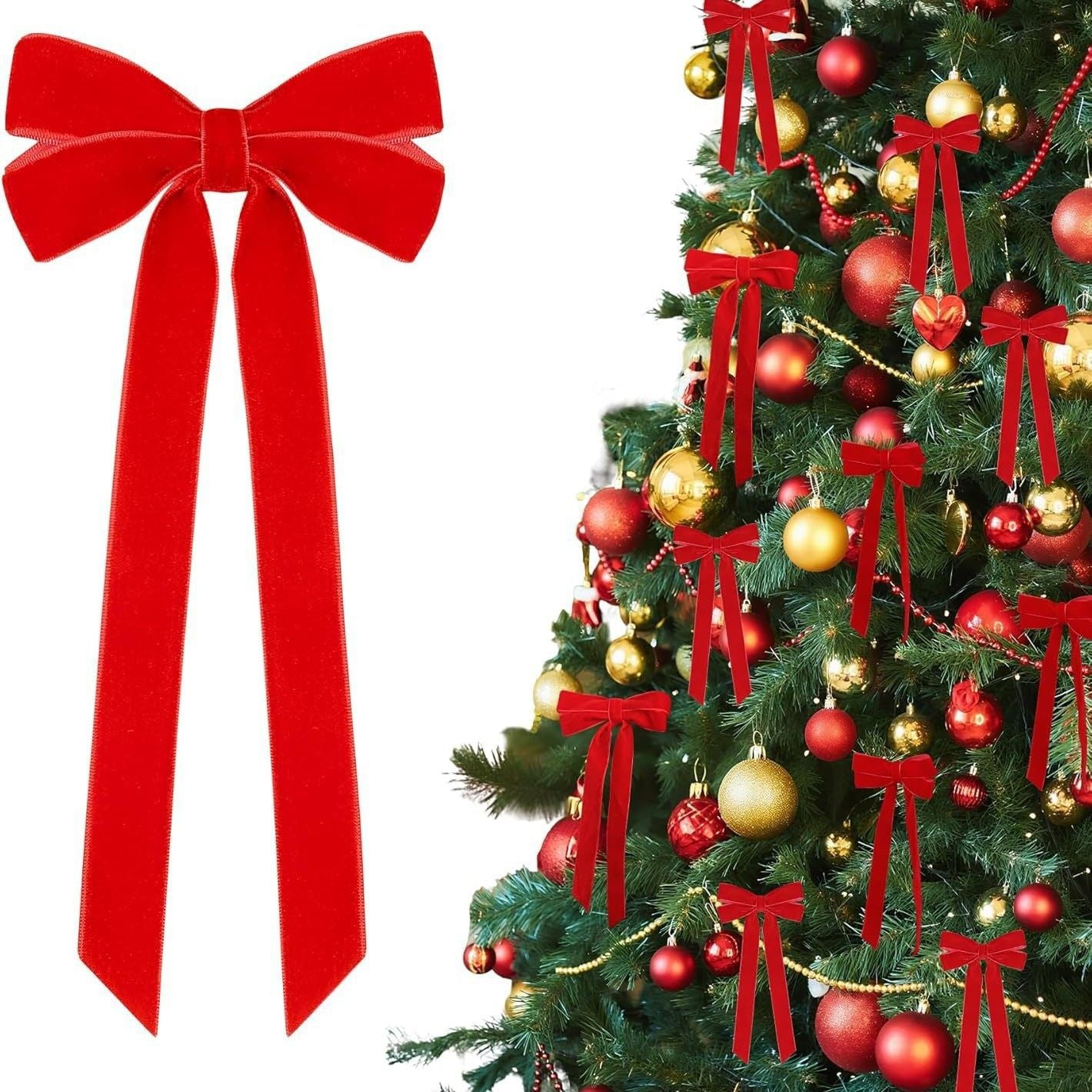 Velvet Bow Christmas Tree Ornament Home Holiday Decor